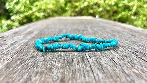 Memorial Gift 4-5mm Stretchable Blue Turquoise Bracelet Chips, Smooth 7
