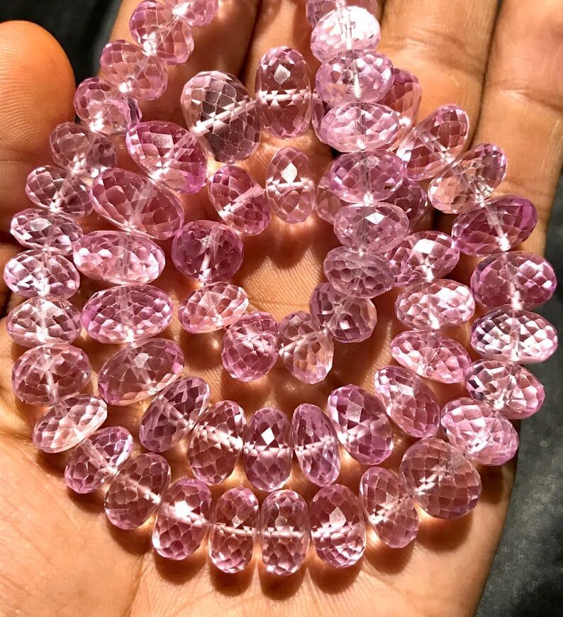 Natural Pink Spinel Roundelle Faceted Beads 9-13 MM 16 inch Long String Jewelry Making Gemstone Beads for Necklace Bracelet