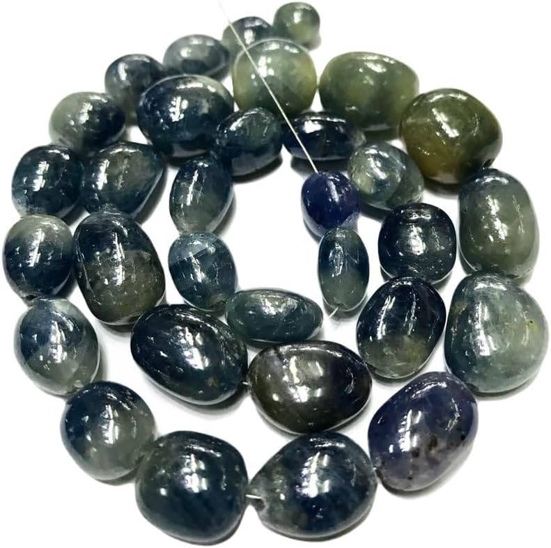 13 inch Strand of Natural gem Bio Sapphire, 8-18mm Tumble Smooth Beads for DIY Jewelry Making. | Beads_01940