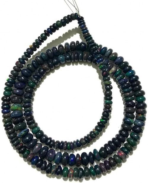 13 inch Strand of gem Black Ethiopian Opal 3-6mm rondelle Smooth Beads for DIY Jewelry Making. Black Ethiopian Opal Beads Strand CHIK-STNRD-39636