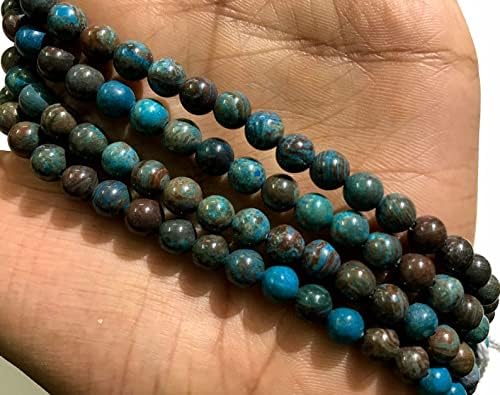 13 inch Strand of Natural gem Chrysocolla, 6mm Round Smooth Beads for DIY Jewelry Making. | Beads_03419, As Per Photo