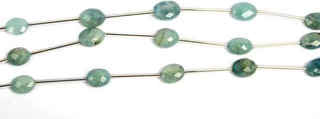 Aquamarine Faceted Oval 8 inch Bead Strand 11X9-14X10 MM & 30 Carats Natural Semi Precious Gemstone Birthstone DIY Jewelry Making Necklace CHIK-STNRD-25494