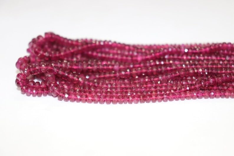 Natural Pink Tourmaline Faceted Rondelle Beads 4-6mm Rubellite Tourmaline Beads for Jewelry Making