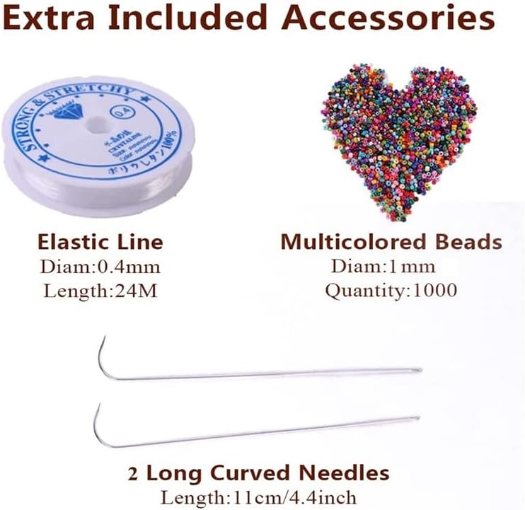 Waist Seed Spin Holder 2 Beading Needle about 1000 Grain Beads and 1 Roll Elastic Line (Color : A Size : One Size) (A One Size)