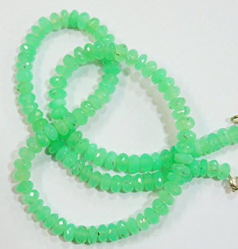 natural gem stone chrysoprase zambian emerald color faceted beads complete necklace 16.5 inches 5.5 mm