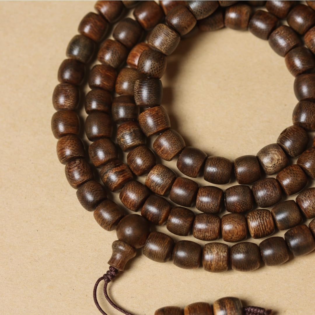 Fusen Red Clay Agarwood Aquilaria Hand-Stranded Prayer Beads Multi-Circle 8mm*108 Beads Barrel-Shaped Beads Floral Honey Aroma Cool Sweet Sinking Grade
