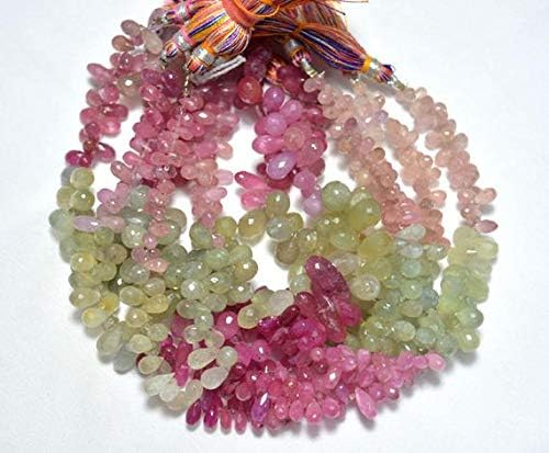 Multi Sapphire Gemstone Beads, Natural Sapphire Cut Tear Drops Beads, Gemstone for Jewelry, 6x7mm - 6x10mm, 9 Inches Strand Code-HIGH-30871