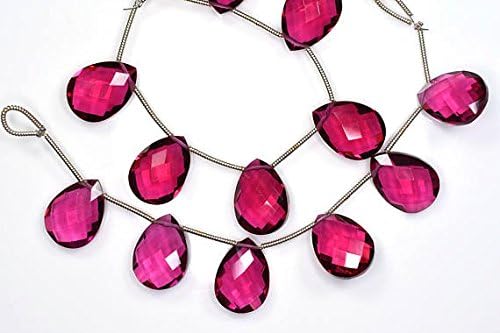 2 strands a6 pairs-calibrated 12x16mm rubellite pink quartz microfaceted pear briolette beads