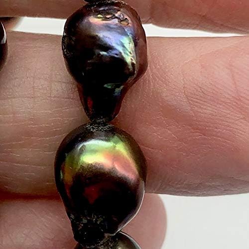 Amazing! Each Pearl one of a Kind Black Peacock Fireball Pearl Strand for Jewelry Making