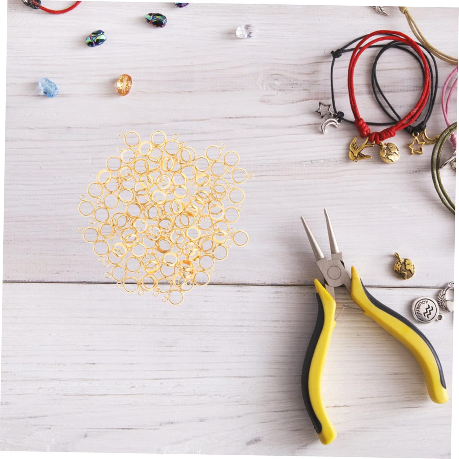 TEHAUX 500pcs Jewelry Making DIY Findings Stainless Steel Ring Bail Beads Charms Holder