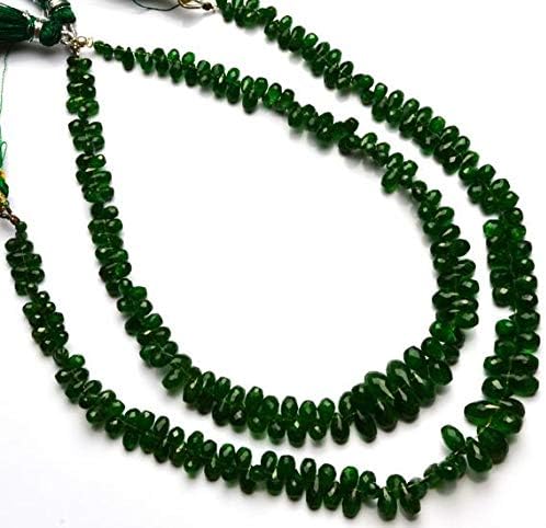 1 Strand Natural Tsavorite Faceted 4x2 to 8x5MM Teardrop Shape Briolettes 11 Inch Code-HIGH-11716