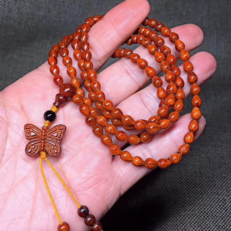 小叶紫檀3*5水滴带星珠子圆润光滑细腻搭配可爱蝴蝶女士(小叶紫檀水滴搭配蝴蝶款)