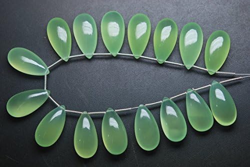 5 Matched Pair, AAA Quality,PREHNITE Chalcedony Smooth Long Pear Shape Briolettes 10x20mm