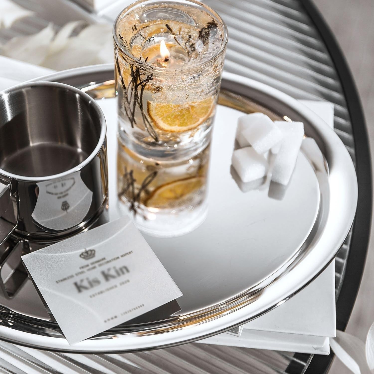 Tray Decor Simple Light Luxury Wine Glass Tray Stainless Steel Tableware Dessert Snack Tray Ornaments Tray Food Tray