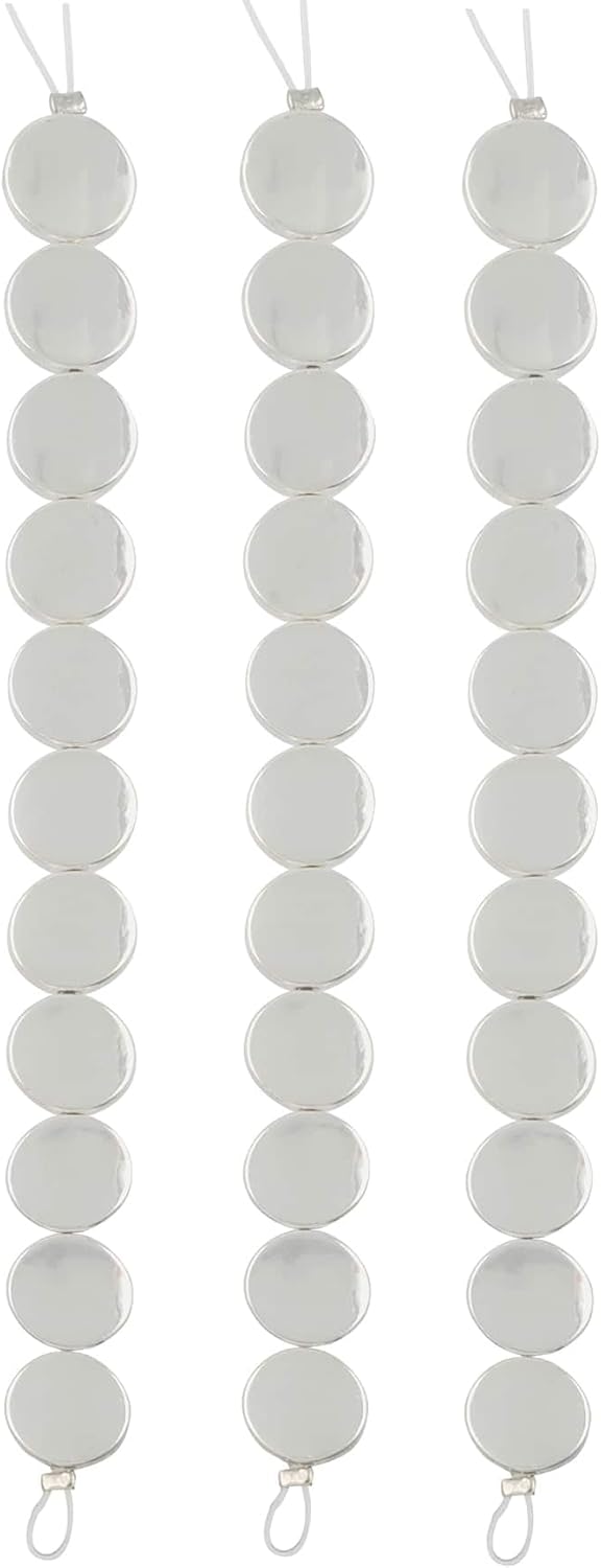 Bead Landing 33 Silver Matte Metal Coin Beads (396 Total) – 11mm Zinc Alloy, Nickel Free Beads for Jewelry Making and Craft Projects, 12 Pack