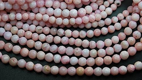 Full 13 inch Strand of Machine Cut Quality Pink Opal Micro Faceted Round Rondells,3.5-4mm Size