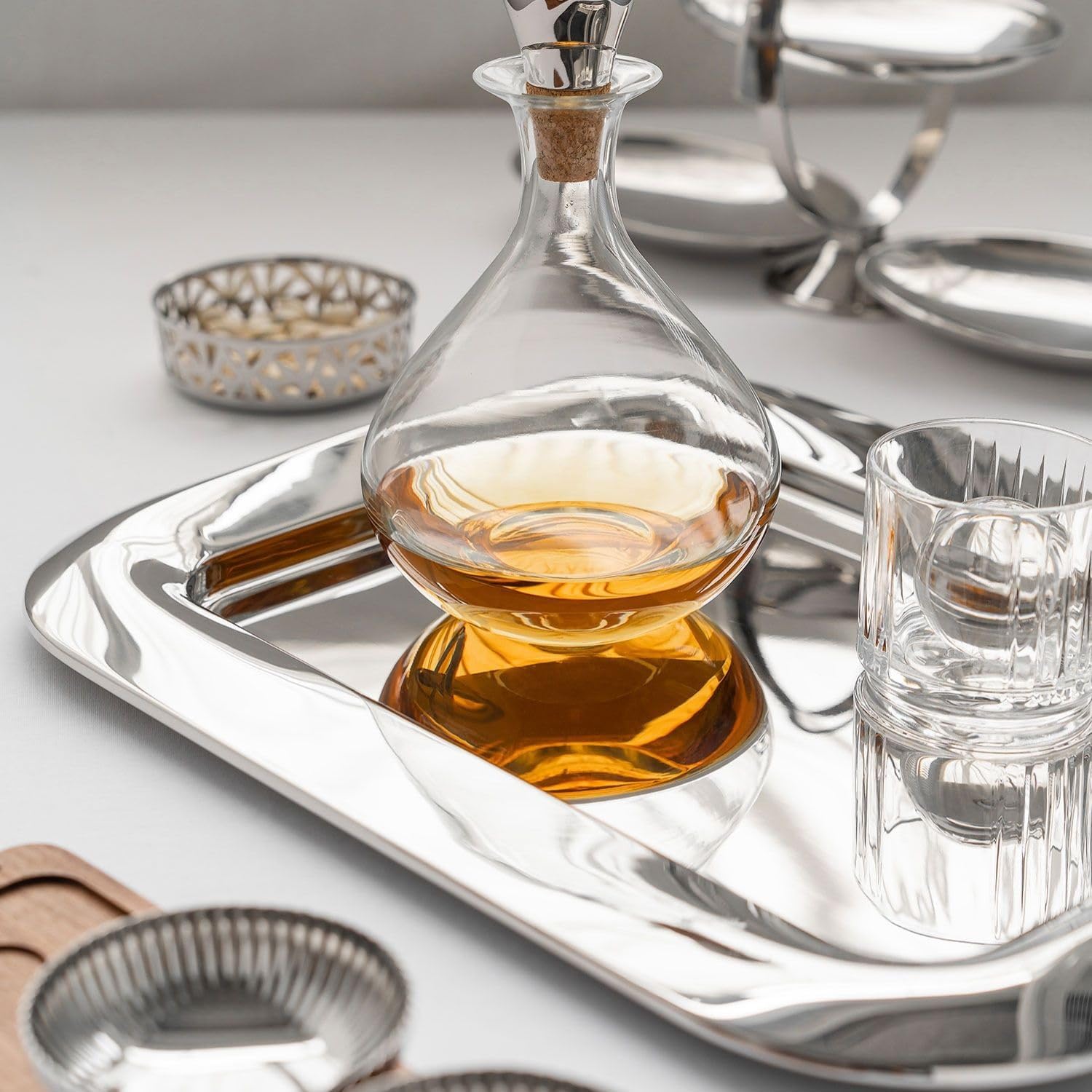 Cafeteria Tray Stainless Steel Dining Tray Household Rectangular Water Cup Storage Tray Afternoon Tea Tray Light Luxury Western Food Tray Serving Trays