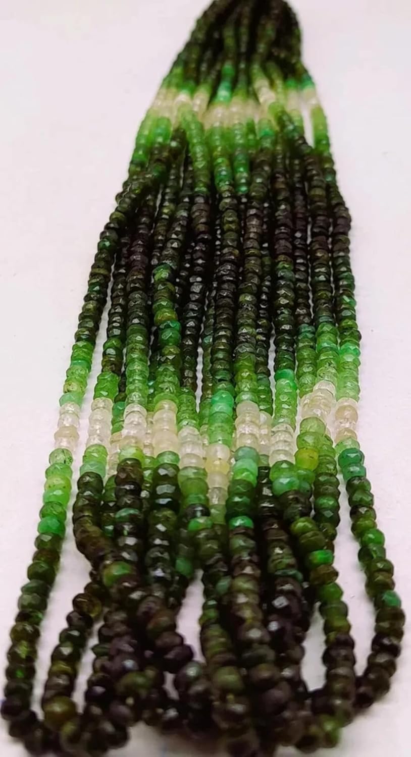Natural Emerald Faceted Rondelle Beads Shaded Beads 4X 4.5mm 17 inch