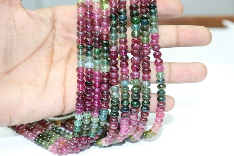 Multi Tourmaline Smooth Rondelle Beads 5mm Tourmaline Smooth Rondelle Beads Wholesale Beads for Making Jwelery