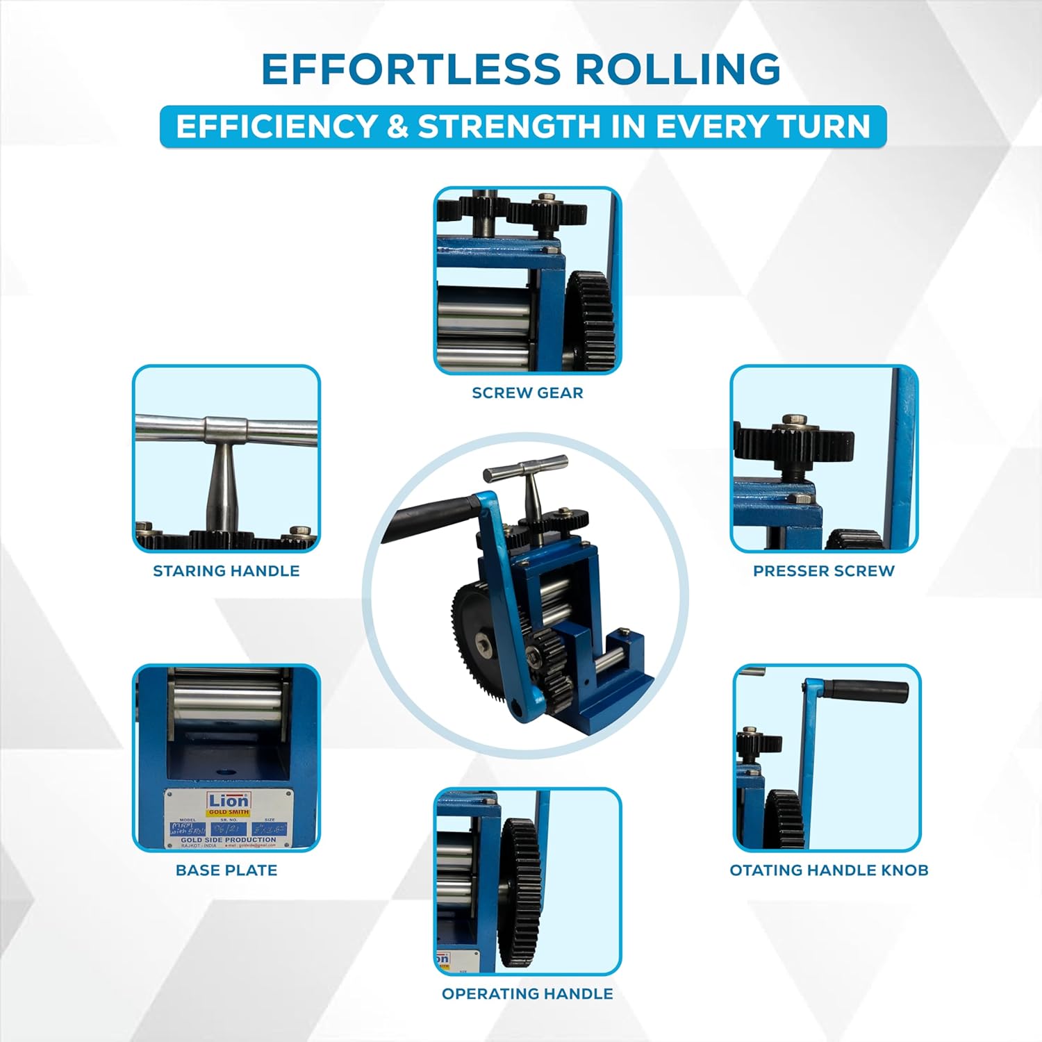 SIMOND STORE Rolling Mill Machine, 3 Inch (76 mm), 5 Rollers Combination Manual Rolling Mill for Jewelry Making, Tabletting Jewelry Tool for Metal Sheet and Wire