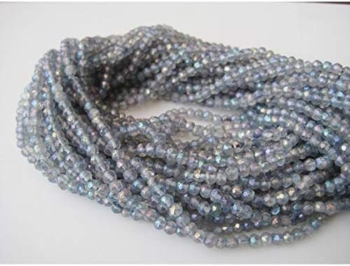 1 Strand Natural Blue Mystic Coated Quartz Rondelles, Micro Faceted Beads, Rondelle Beads, 4mm Beads, 13 Inches Code-HIGH-15513