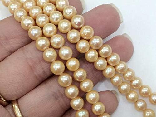 1 Strand Natural Pearls, Original South Sea Pearls Non Treated Round Balls, 7-8mm 8 Inch Long Long Code-HIGH-16969