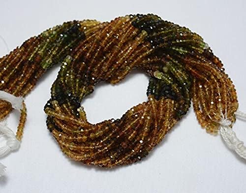 10 Strands,Petrol Tourmaline Rondelle Beads, Tourmaline Gem Stone, 3.5 mm Beads, Faceted Rondelle, Gemstone Beads, 14.5 Inch