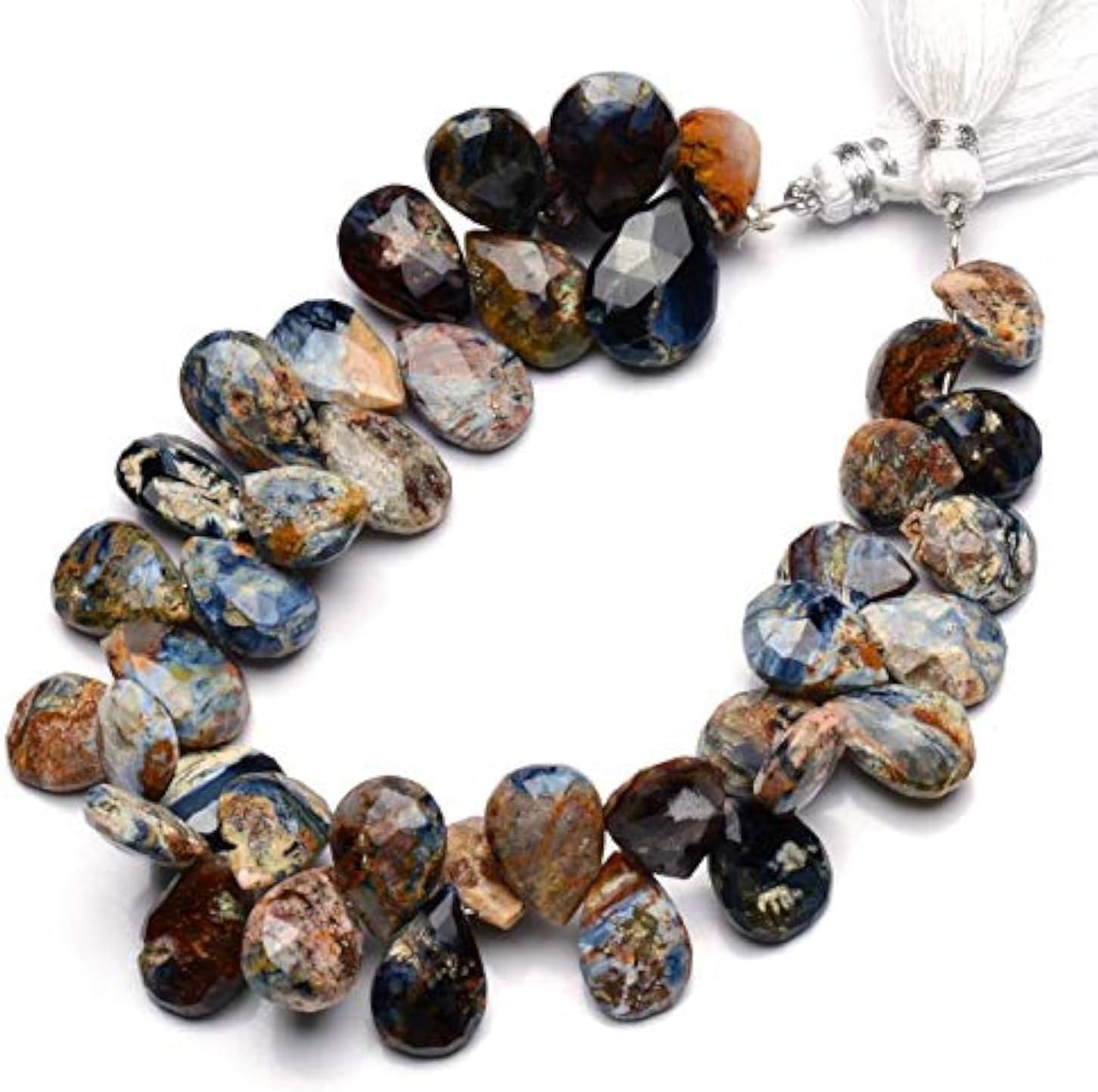 GEMZ 6 inch Strand of Natural pietersite pear Shape Faceted Cut Multi Color Color briollete Beads for DIY Jewelry Making- Earring Necklace Bracelet.
