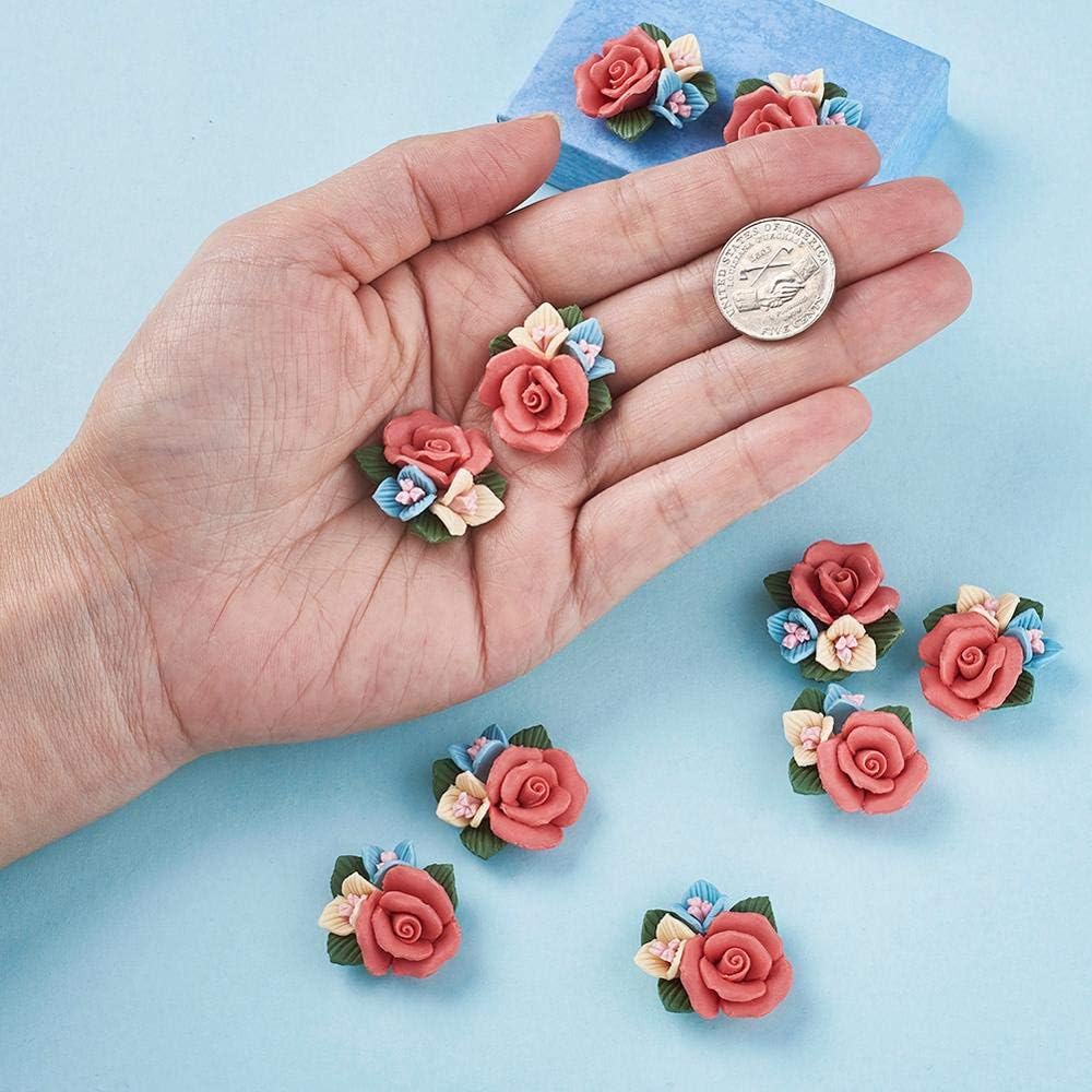 nt 100pcs Handmade Porcelain Cabochons China Clay Beads c Red for DIY Jewelry Accessories Handicrafts Supplies 23 * 12mm D118 (Color : Red)