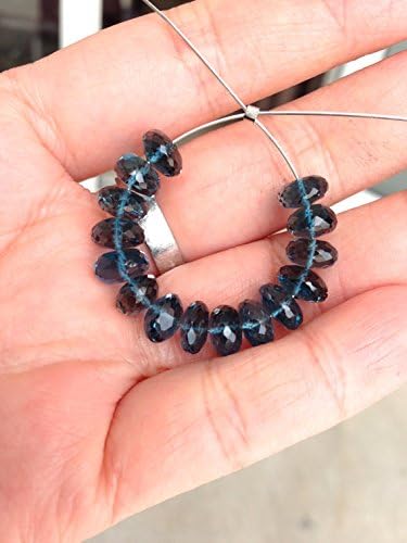 natural london blue topaz roundel facet, set of 11 pieces, size from 6-7 mm