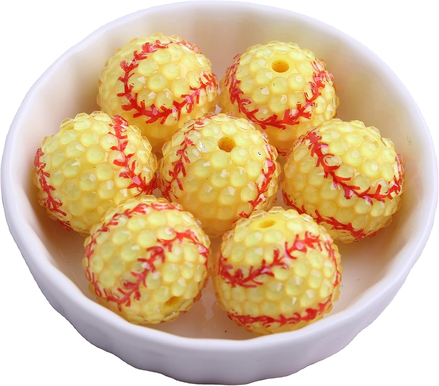 Davitu Kwoi vita 100pcs A lot 20mm Loose Round Yellow Baseball Resin Rhinestone Ball Beads Chunky Beads for Bubblegum Necklace Jewelry - (Color: ab Color, Item Diameter: 20mm 100pcs per Bag)