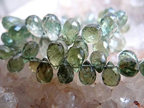 green apple apatite | 3d pear teardrop briolettes | 6.5-10x4.5-6mm | sold in pairs & sets of 6 briolettes