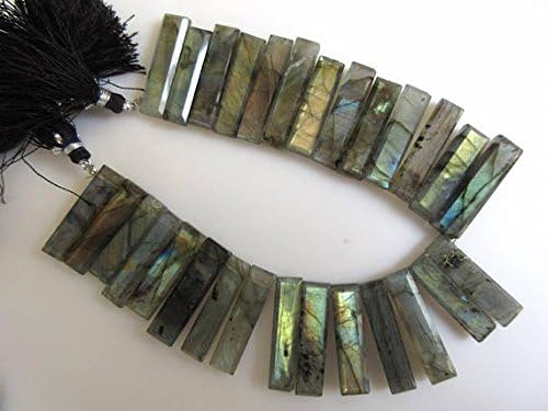 natural labradorite long baguette shaped step cut side drilled faceted cabochon, labradorite briolette beads, labradorite 4