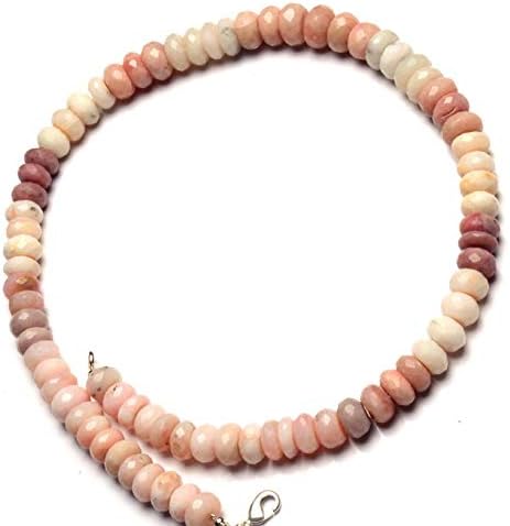 Natural Gemstone Peruvian Pink Opal Faceted Big Size 10 to 11MM Rondelle Beads Necklace 17 Inch Full Strand
