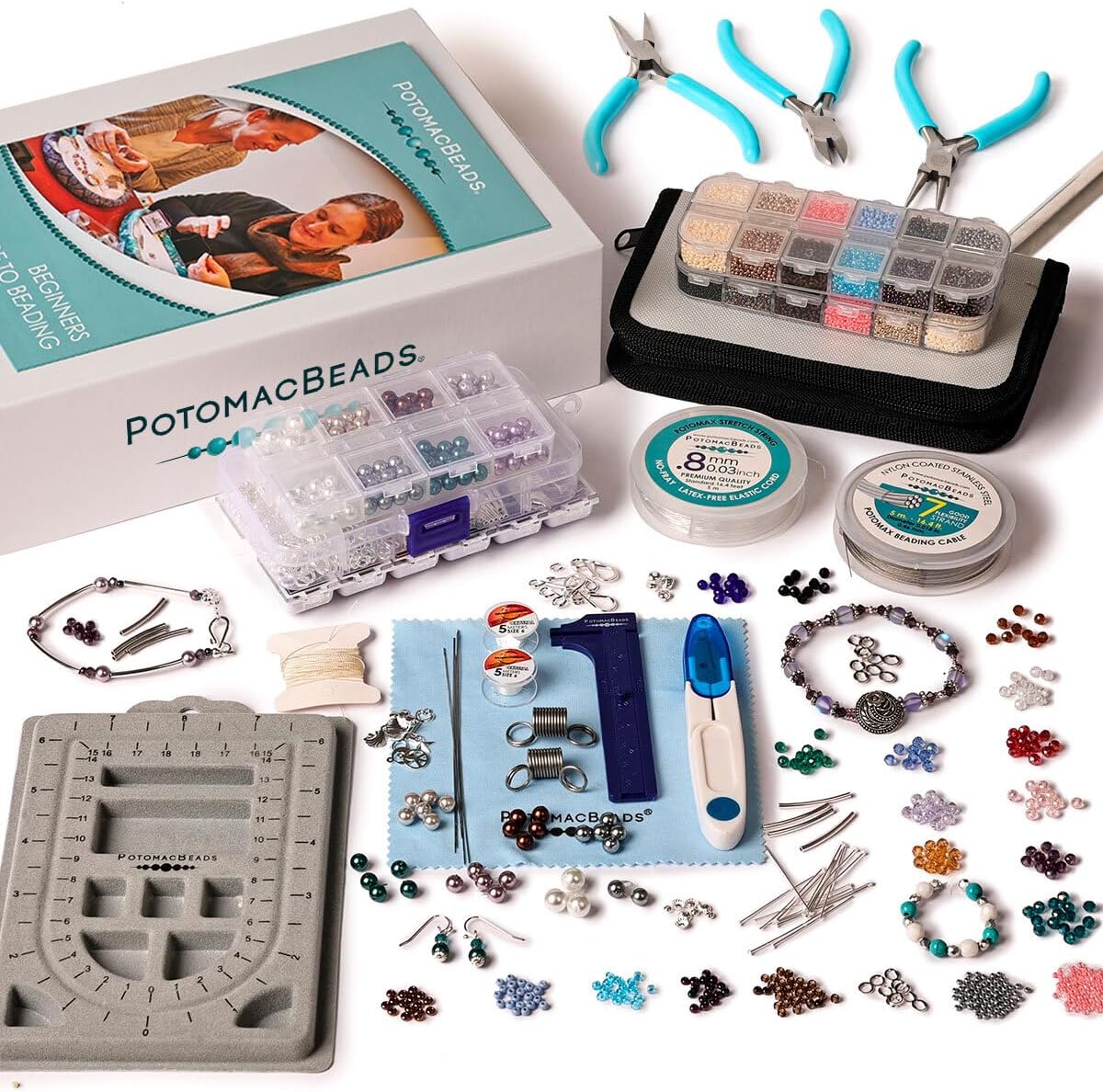 PotomacBeads Ultimate Beaded Jewelry Making Kit - Over 18,000 Bracelet, Necklace & Earring Beads, Create DIY Jewelry, All Essential Beading Materials, c/w Manual, Tools & Components