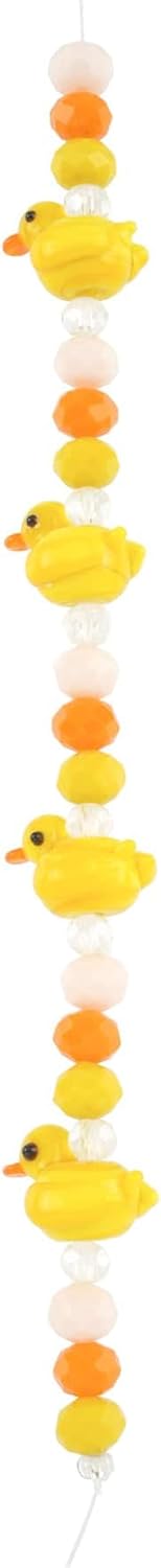 Bead Landing Yellow Duck Lampwork Glass Bead Mix – Handmade Farmhouse Beads with Spacer Beads for Jewelry Making & Crafts, 12 Pack