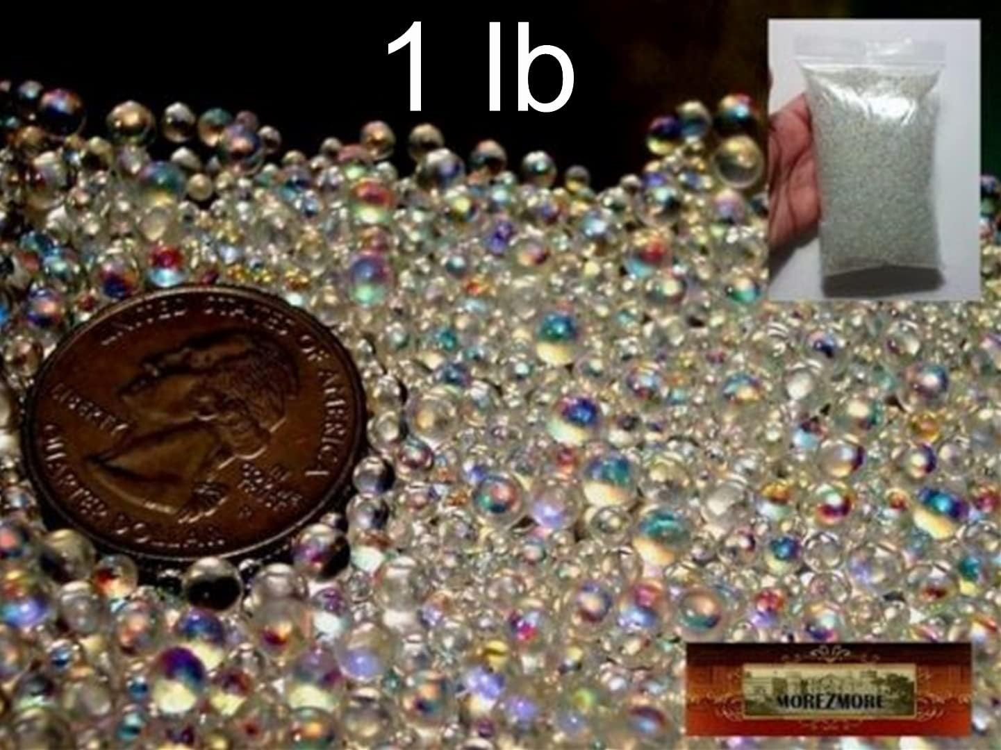 M00480-LB 1lb Iridescent Glass Bubbles AB Microbeads 5mm 1 lb No Hole Beads QC1