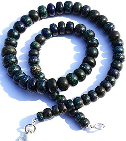 Very Rare Natural Gem Australian Matrix Black Opal Big 7 to 11MM Size Smooth Rondelle Beads 16 Inch Full Strand Finished Necklace Rare Gem