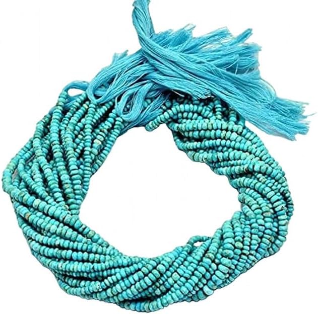 Turquoise Faceted Beads 3mm to 4mm Roundell Beads 13 inch lot of 5 Strands Chik-STRD- 93413