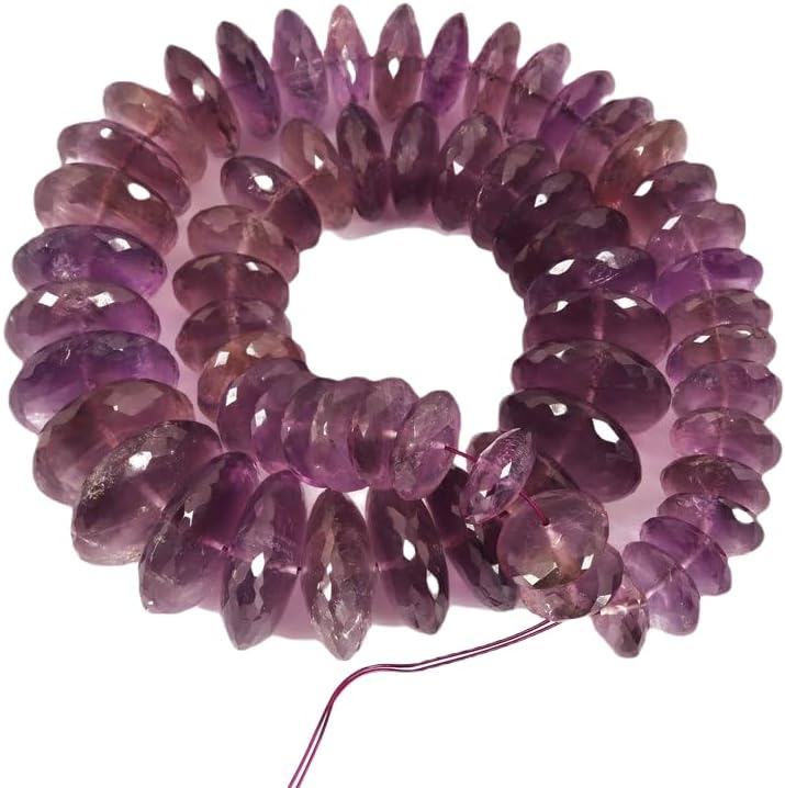 13 inch Strand of Natural gem Amethyst, 22x8-12x5mm Button Faceted Beads for DIY Jewelry Making. | Beads_03886