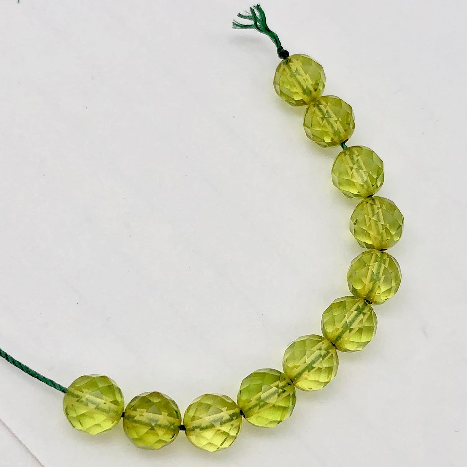 Amber Faceted Round Bead Strand | 6mm | Green | 68 Bead(s) for Jewelry Making