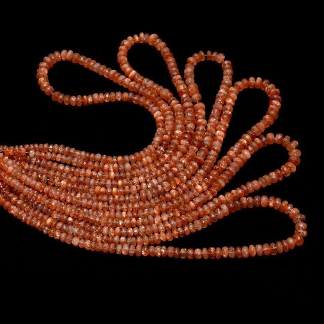 Sunstone Fire Gemstone Rondelle Faceted Beads | 4mm-7mm Beads 16inch 10 Strand CHIK-STRD-86736