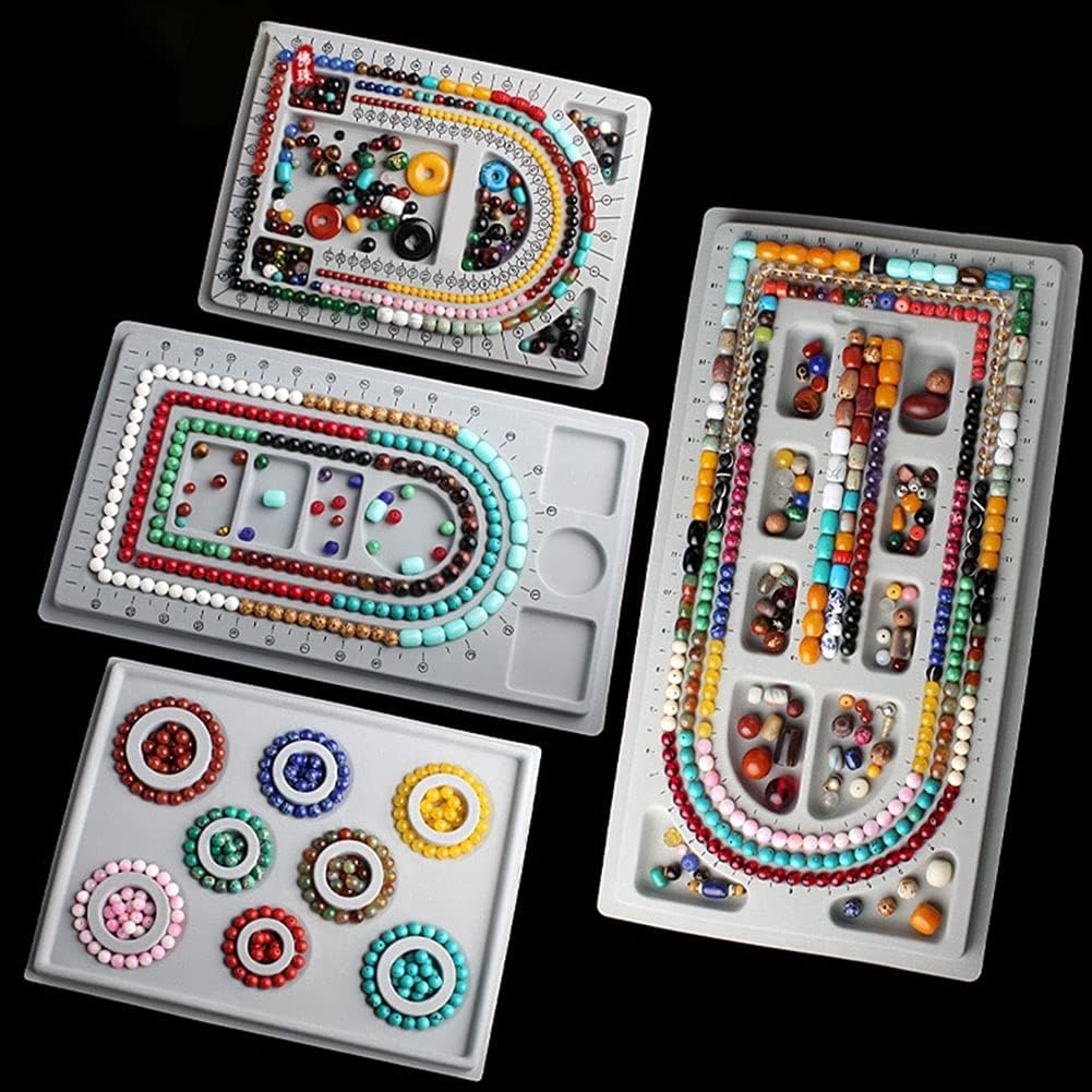 Beading Jewelry Design Board | DIY Necklace & Bracelet Making Tool with 8 Compartment Trays/Scale Markings | Bead Stringing Tray for Experts & Craft Lovers