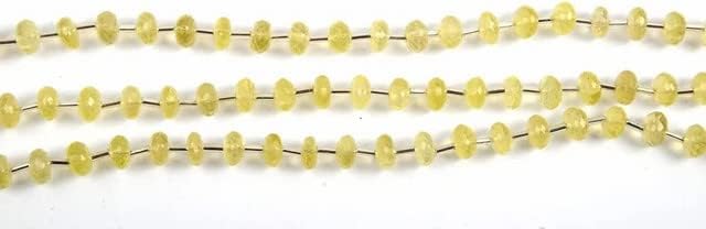 Lemon Quartz Faceted Rondelle 8 inch Bead Strand 8-9 MM & 52 Carats Natural Semi Precious Gemstone Birthstone DIY Jewelry Making Necklace CHIK-STNRD-25441