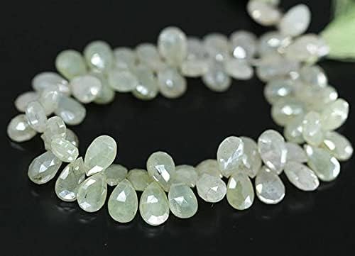 Mystic Green Prehnite Faceted Briolette Pear Drop Gemstone Craft Loose Beads Strand 4