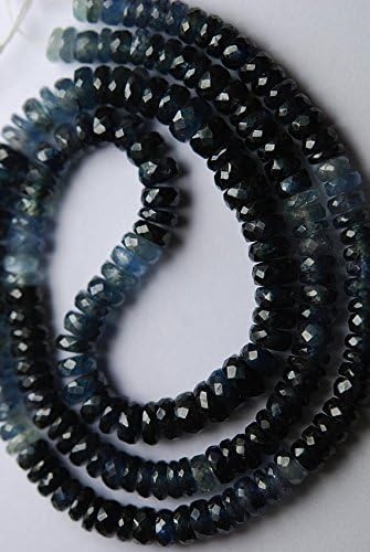 13 inch Natural Beads Strand of 6-4.5mm Faceted rondelle Teal Blue Sapphire Gemstone Beads for DIY Jewelry - Necklace, Bracelet, Earring, Ring.
