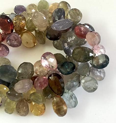 Tundru Sapphire Pear Beads, Faceted Sapphire Beads, Approx 6x7mm to 7x10, Each, 4.5 Inch Code-HIGH-48799