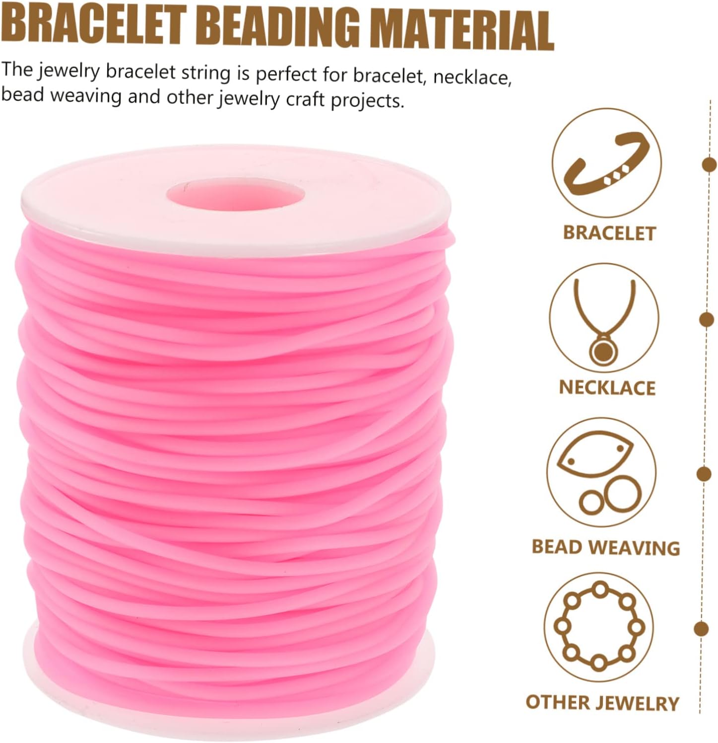 3 Rolls PVC Beaded Rope Elastic Bracelets Stretchy Bracelets Stretch Bracelets Stretchy Choker Cord for Necklace Bracelet Making Beading Thread Necklace Cords Hollow PVC Rubber (Pinkx3pcs 5000