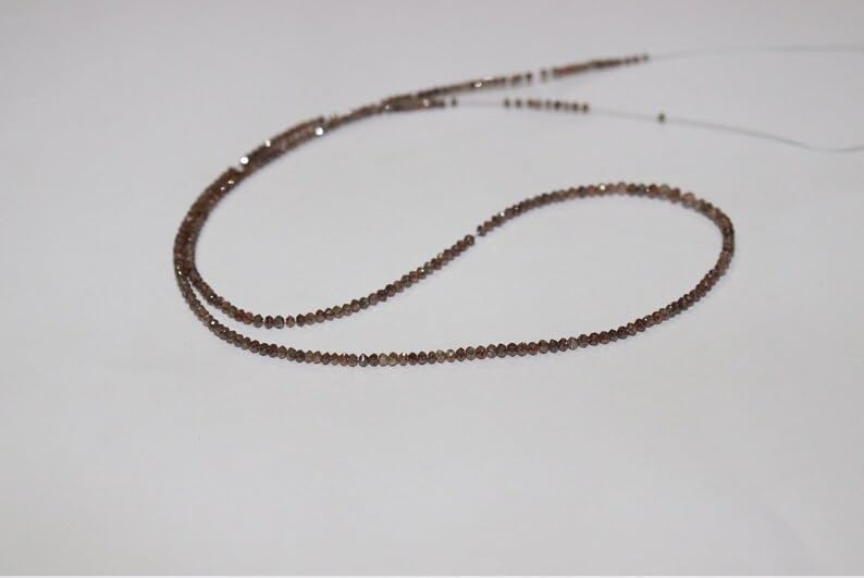 Natural Brown Diamond Faceted Rondelle Beads 1.8-2.2 mm Brown Diamond Faceted Bead Diamond Faceted Beads for Making Jewelry