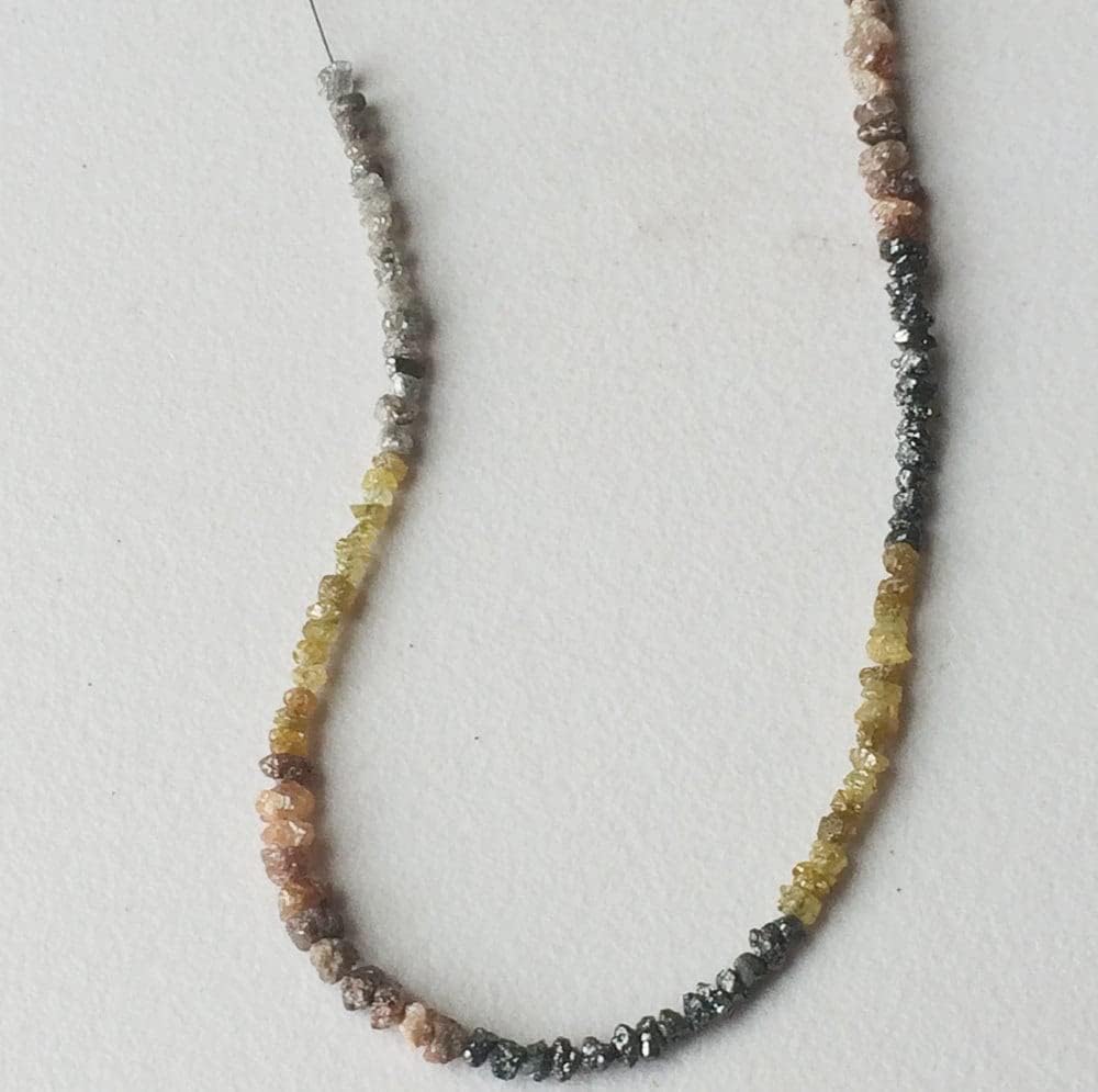 2-3mm, Multi Color Rough Diamonds, Yellow, Gray, Red & Black Raw Diamond, Conflict Free, Raw Diamond Beads, (8IN to 16 IN Options) - VICP495, 2-3 MM